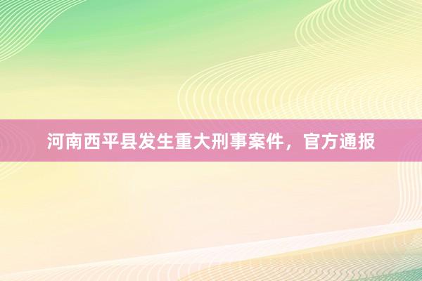 河南西平县发生重大刑事案件，官方通报