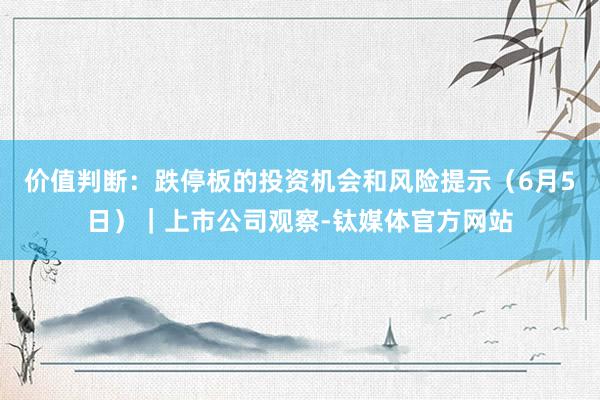 价值判断：跌停板的投资机会和风险提示（6月5日）｜上市公司观察-钛媒体官方网站