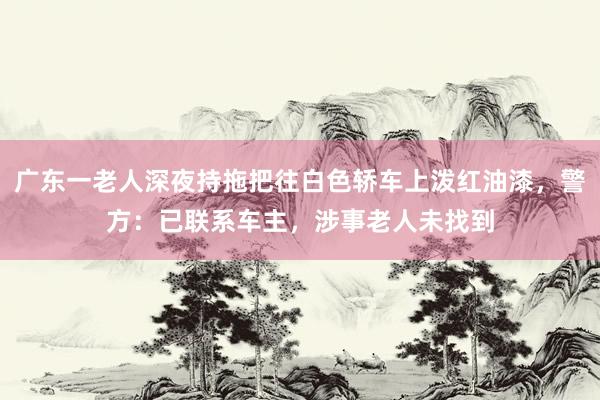 广东一老人深夜持拖把往白色轿车上泼红油漆，警方：已联系车主，涉事老人未找到