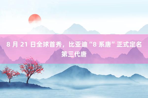 8 月 21 日全球首秀，比亚迪“8 系唐”正式定名第三代唐